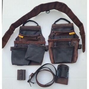DeWalt Professional Leather Tool Belt Pouch System Dark Brown DG5472 DG5433